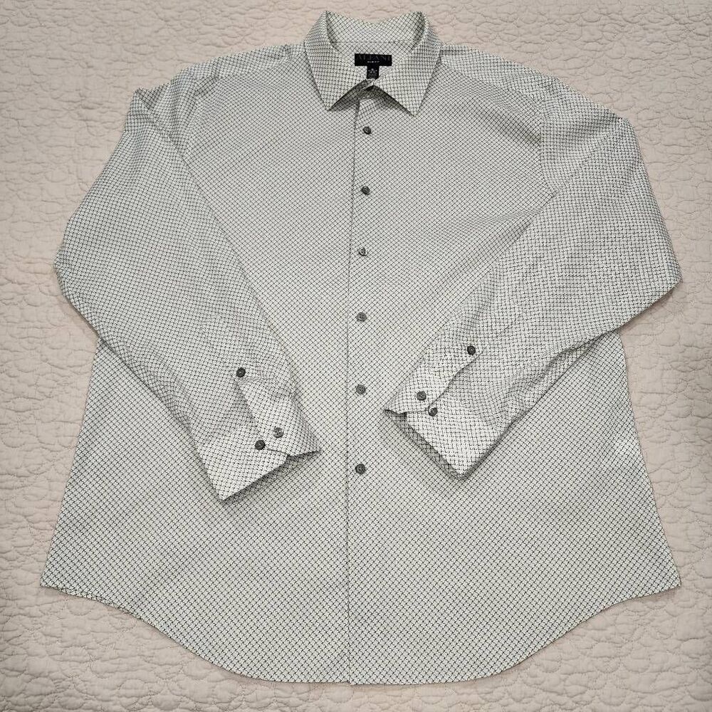 Alfani  Men's White Slim Fit Long Sleeve Shirt Size large 17-17.5x34/35